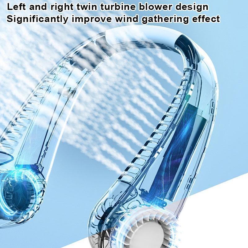 5 Speeds Portable Silent Neck Fan Bladeless Cooling Fan Headphone Design Personal Fan Adjustable Neck Fan for Travel Desk Bedroom