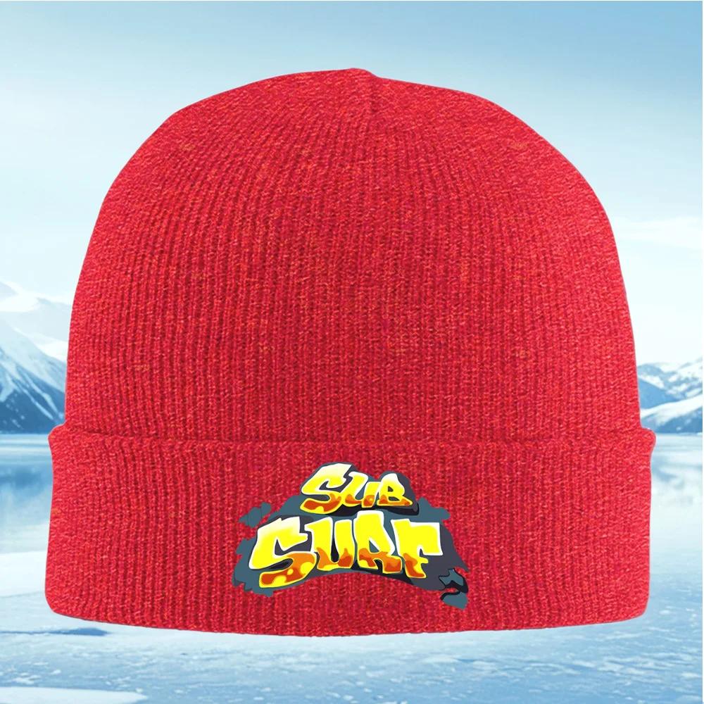 

Sub Surf style graffiti yellow Knitted Hat Unisex Women Unisex Beanie Pullover Cap Winter Thermal Warm Christmas Outdoor Cycling Hi