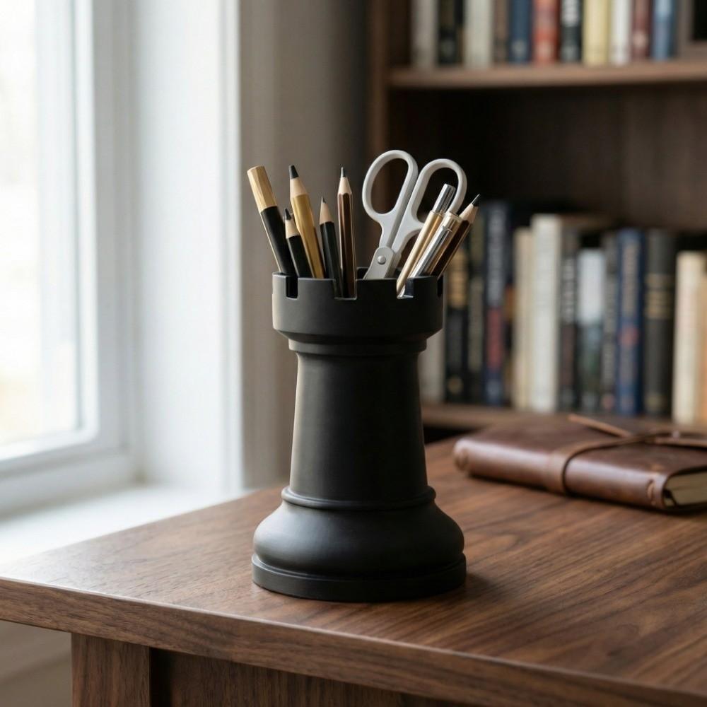 Plastic Chess-Shaped Pen Holder Multi-function Creative Pencil Storage Box Flower Vase Makeup Brush Storage Cup Gift