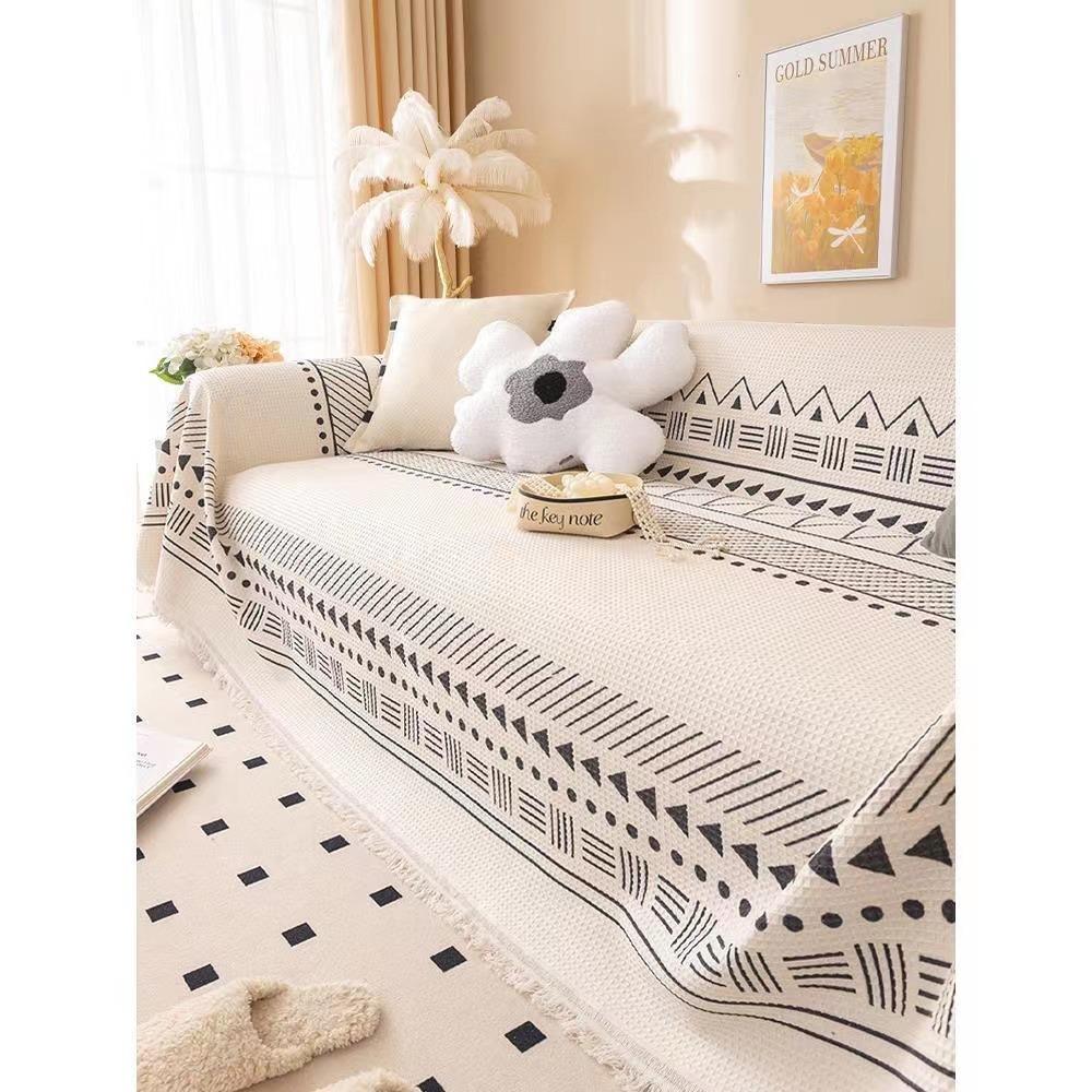 1PC Chenille Sofa Towel for Living Room French Style Home Decoration Sofa Cover Printing Couch Cover Tassel Edge Sofa Cushion