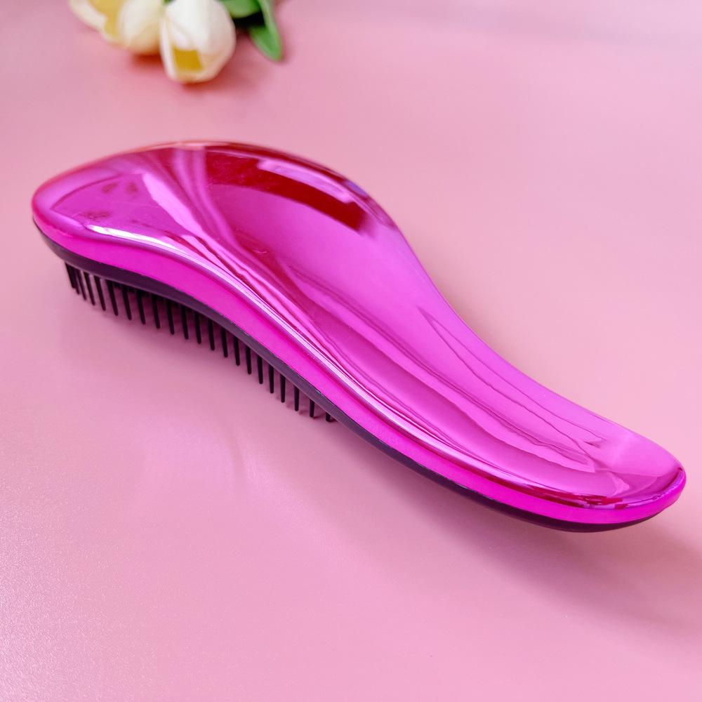 Portable Anti-Knot Hairdressing Comb: Air Cushion, Massage & Curling with Electroplated Finish for Smooth Hair