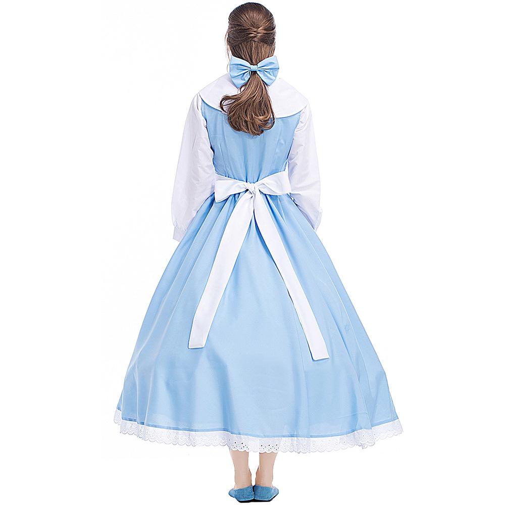 Halloween costume, Bell art photo blue and white anime cartoon image maid maid Cinderella skirt