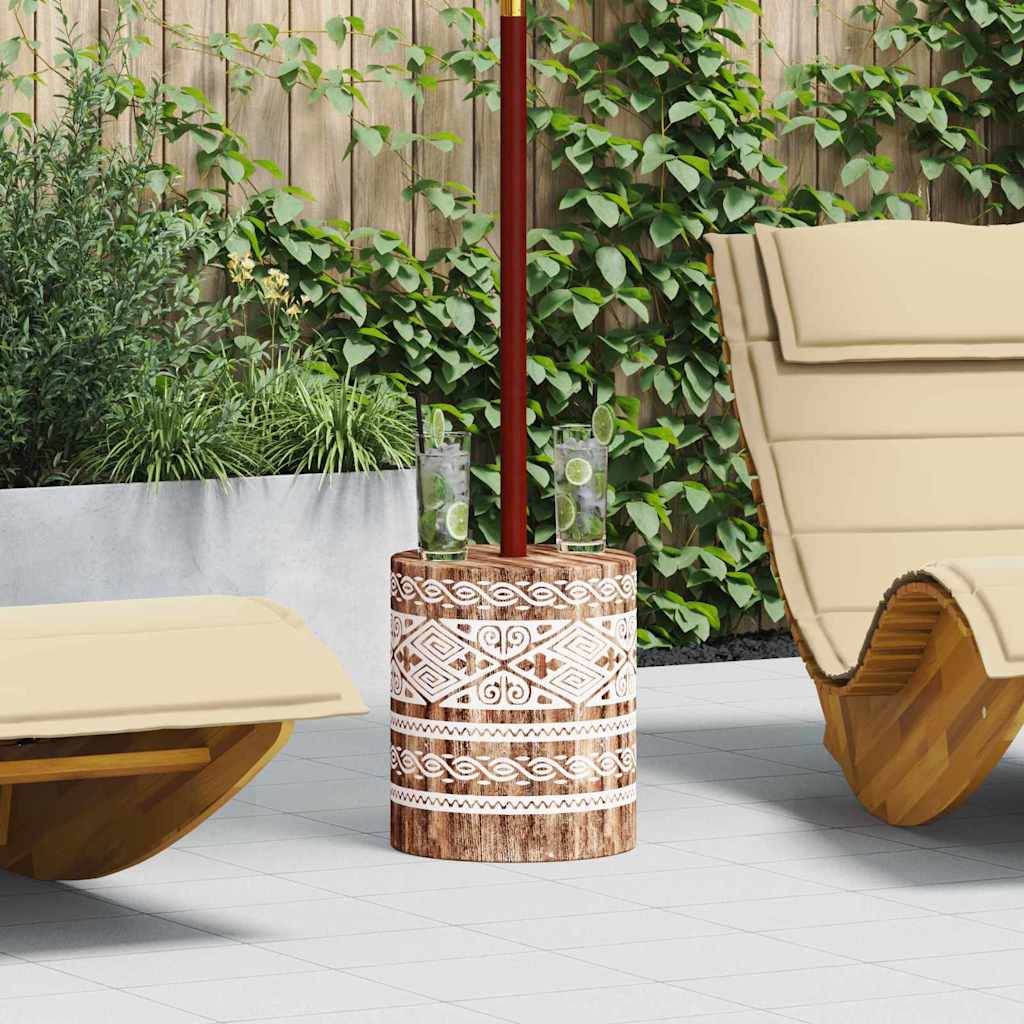 vidaXL Sonnenschirmständer 23 kg Weiß gewaschen Massivholz Zylindrisch anti-blitz weiße