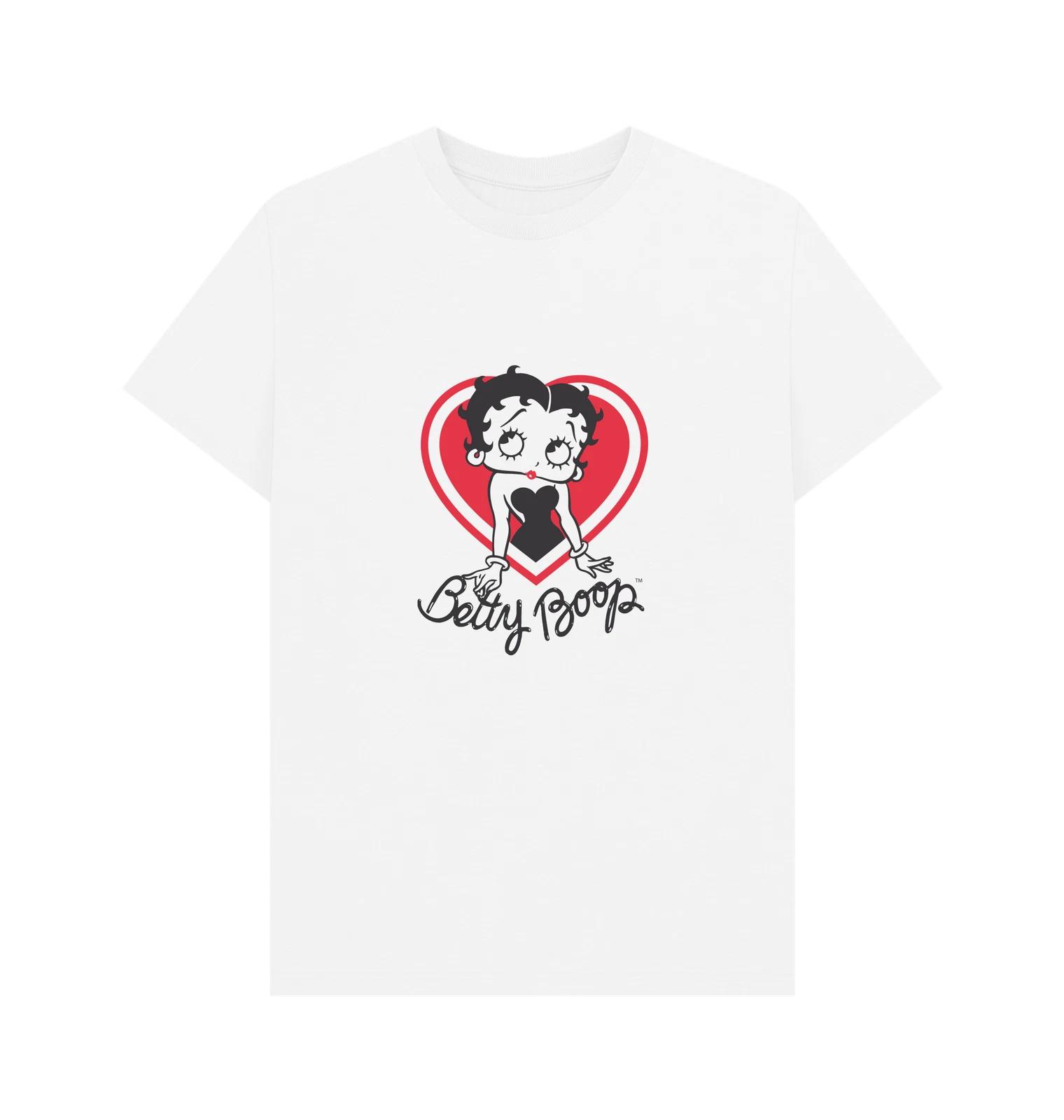PREMIUM OFFICIAL Betty Boop Betty Boop Heart White T-Shirt 3XL