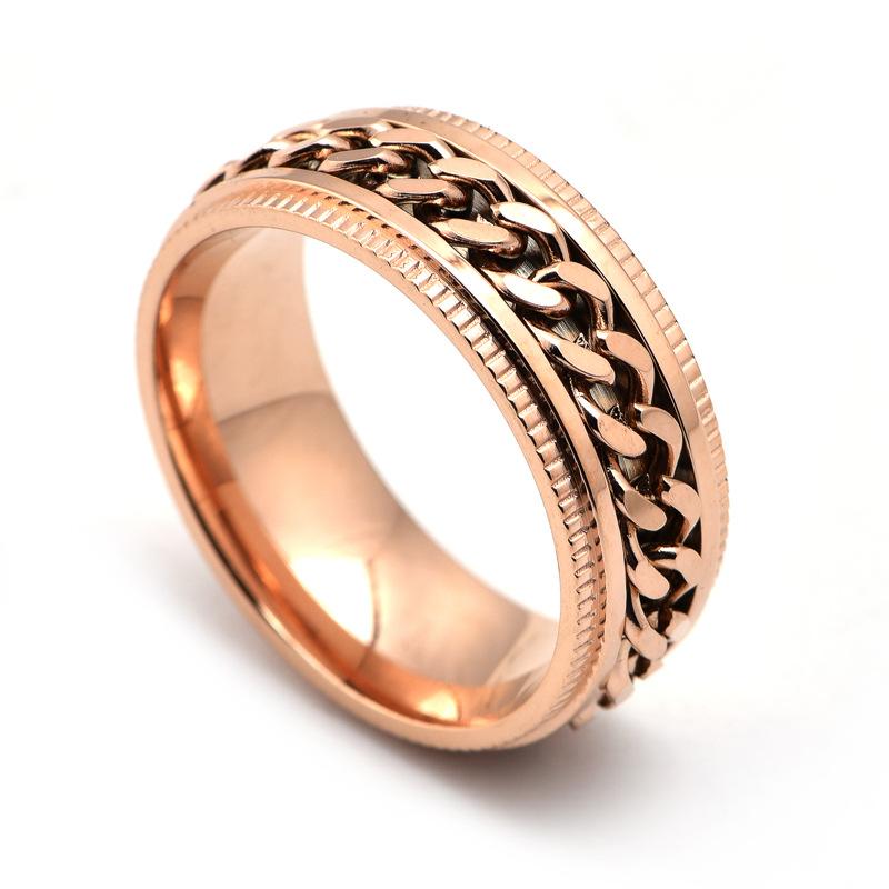 Anneau Engrenage Chaîne Rotatif Acier Titane Hommes Élégant Gothique Punk Bijoux