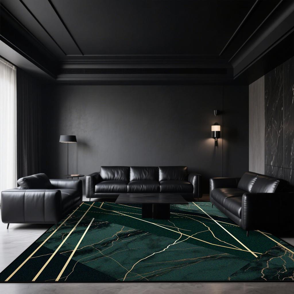 Black Marble Carpets for Living Room Dark toned Decoration Home Sofa Large Size Rugs Bedroom Cloakroom Short Velvet Floor Mat