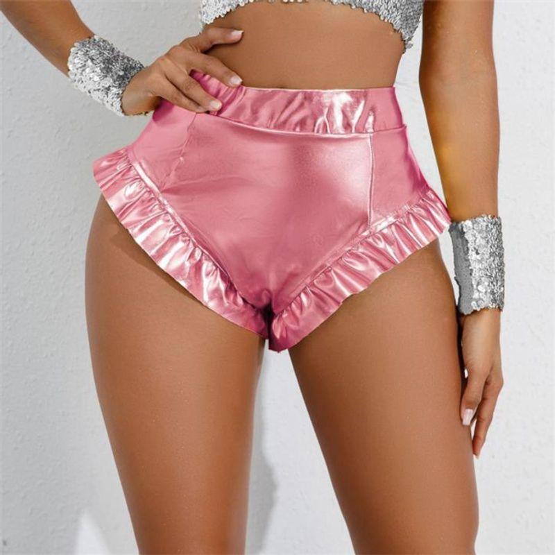 

Мода Мода Сексуальные Бронзовые Шорты с Высокой Посадкой Женские Сексуальные Клубные Горячие Шорты с Рюшами Женские Pink L
