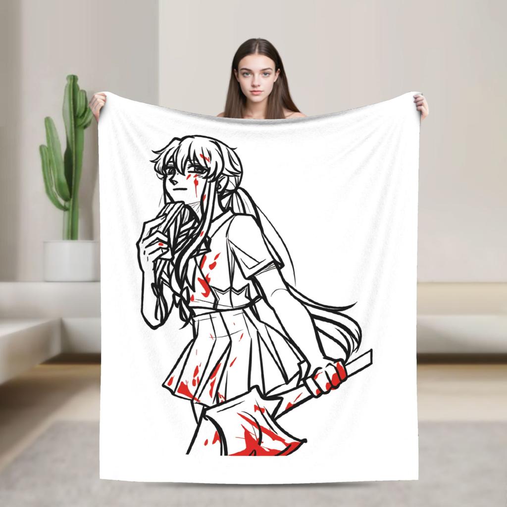 Mirai Nikki Gasai Yuno Super Soft Blankets Plush Throw Blanket Street Trend Couch Chair Flannel Bedspread Sofa Bed Cover