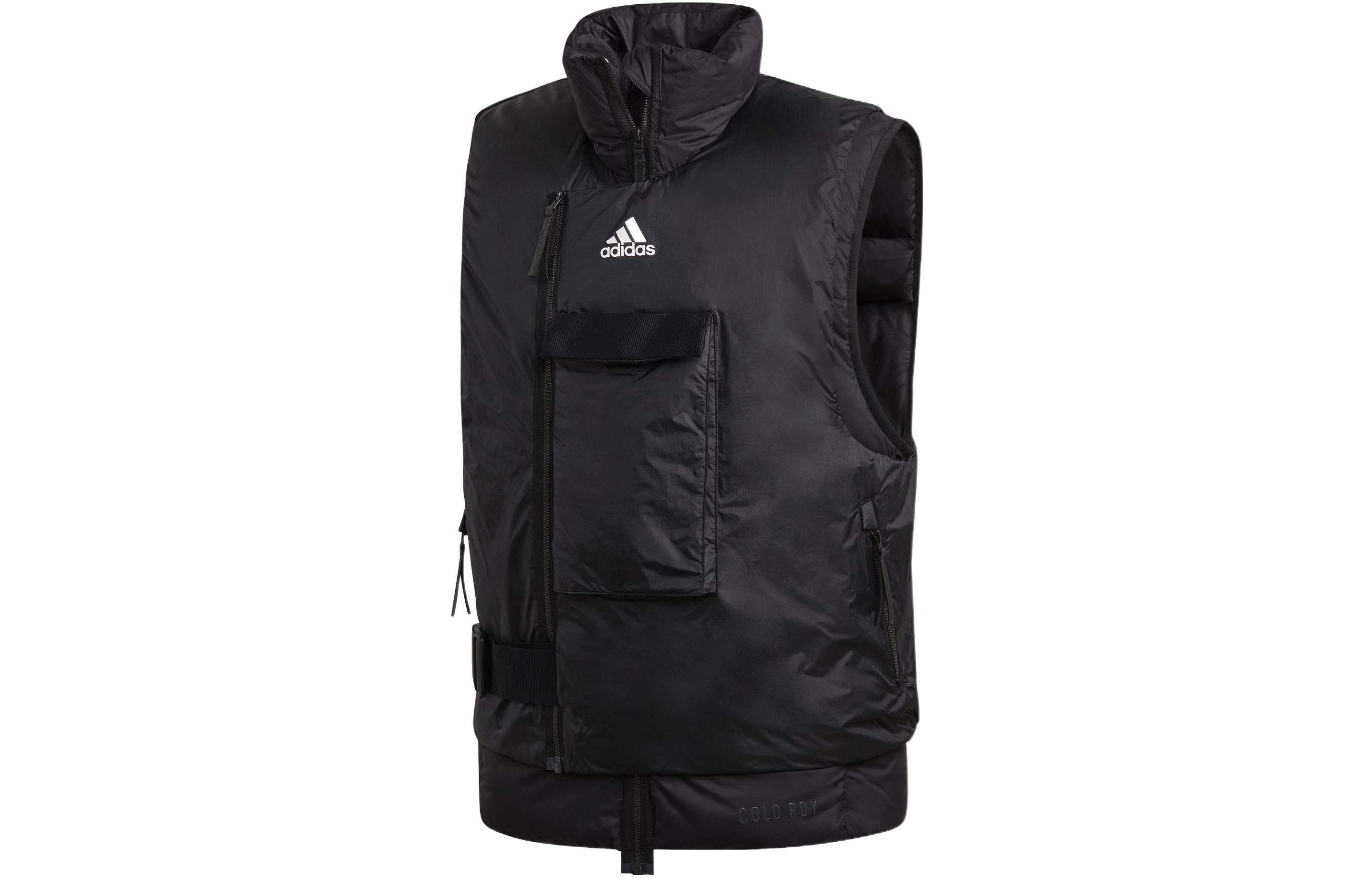 Adidas Vests Men s Black Stand Collar Moderate Straight Fit FT2417 M