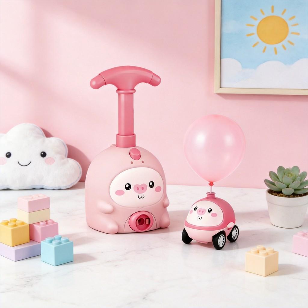 Air Power Balloon Car Toy For Kids With Inflatable Animals And Inertia Drive