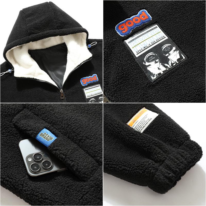 Men's Lambswool Coat with Velvet Lining, Cozy Cotton Jacket, Plus Size Autumn/Winter Casual Trendy Outerwear
