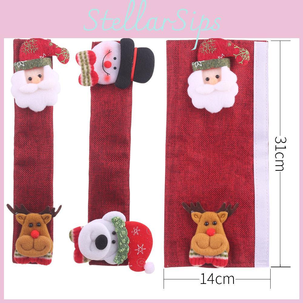 Festive Christmas Decorative Burlap Handle Covers Set Of Four Charming Santa Designs