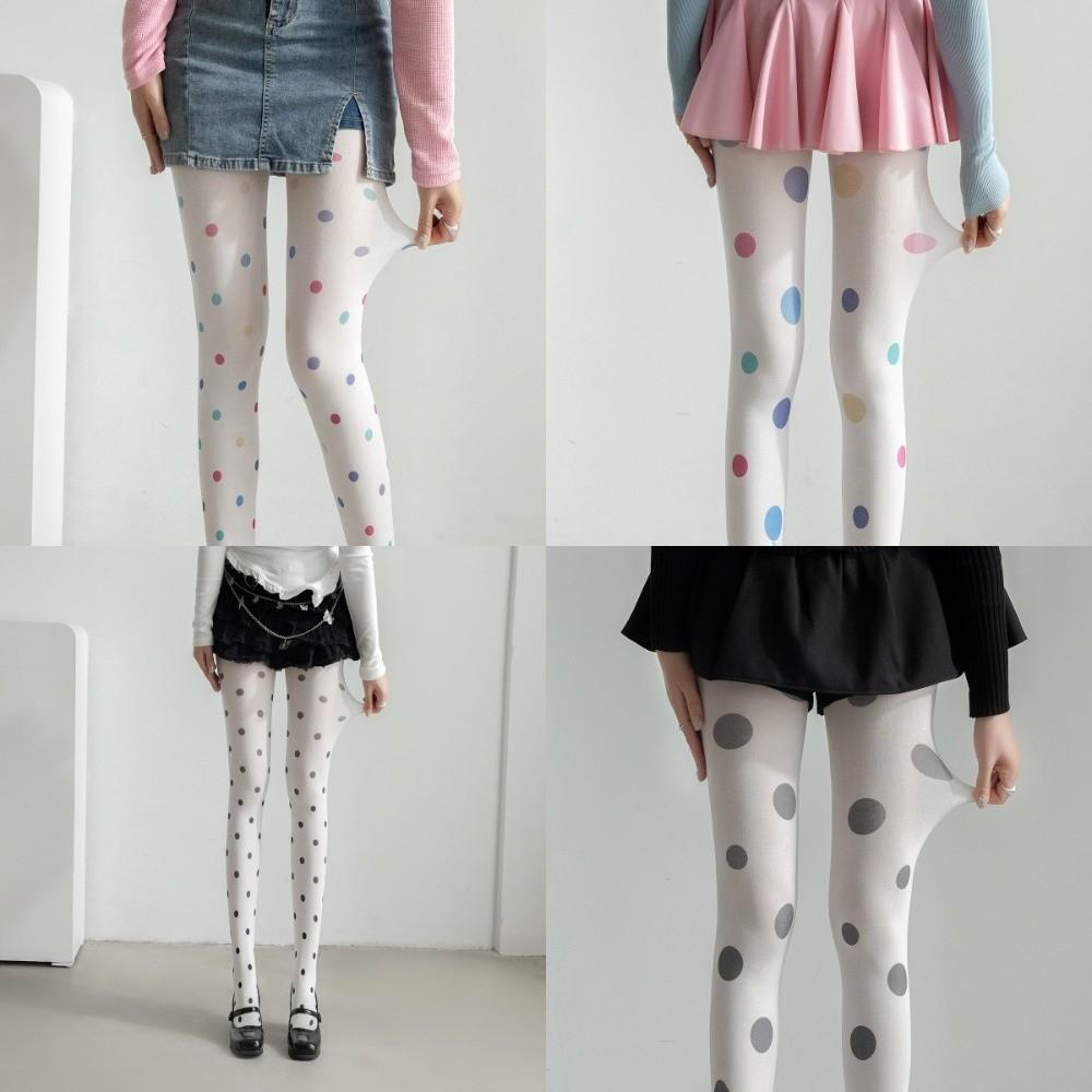Bunte Polka Dot Strümpfe Elastische Y2K Retro Seidenstrümpfe Strumpfhosen Großer Punkt Strumpfhosen Party