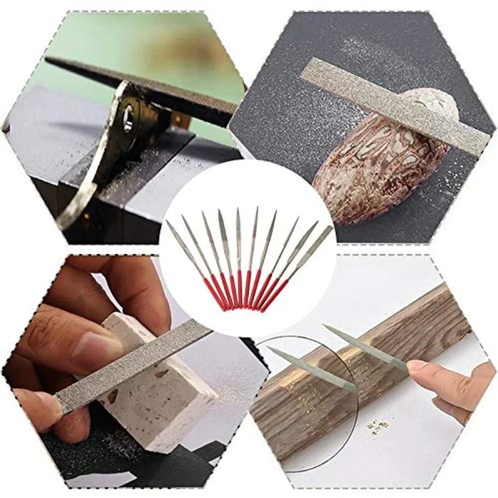 

DIY Tool Set Comfortable Rubber Handles Crafting And Shaping 10 Piece Assorted Files Ergonomic Design For Comfort 3x140
