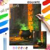 Halloween Magic Cauldron Green Smoke Digital Oil Painting Coloring Painting Hand Painting Home Decoration