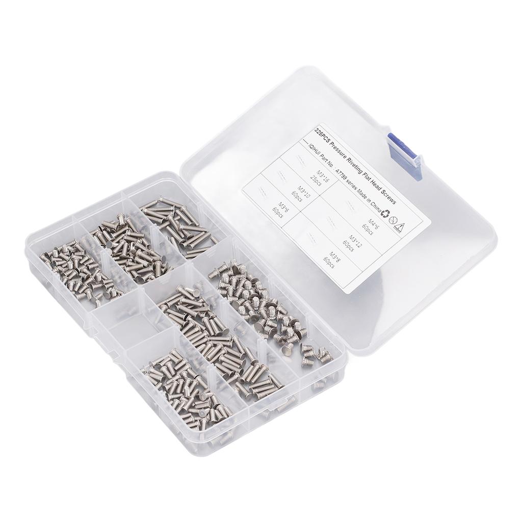 325 Piezas Tornillos de Soldadura por Puntos 6 Tipos M3 M4 Acero Inoxidable Espárragos de Soldadura Tornillos de Cabeza Plana para Maquinaria