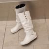 Women's Flat-bottomed Casual Boots Autumn and Winter New Inner Height Increase Solid Color Large Size Medium Boots