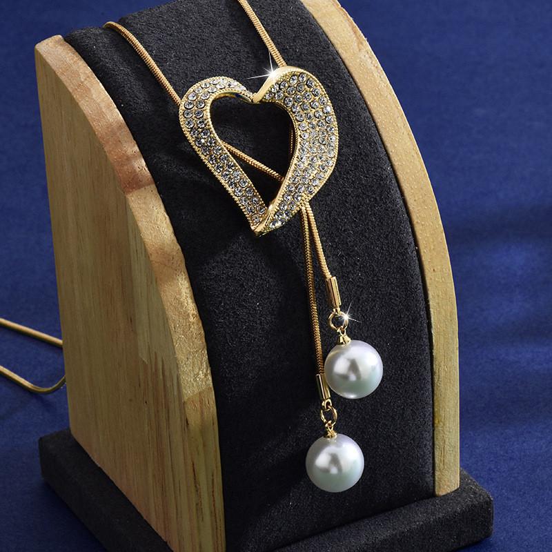 Elegant Heart Shaped Crystal Necklace With Pearl Accents In Stylish Designs For Women