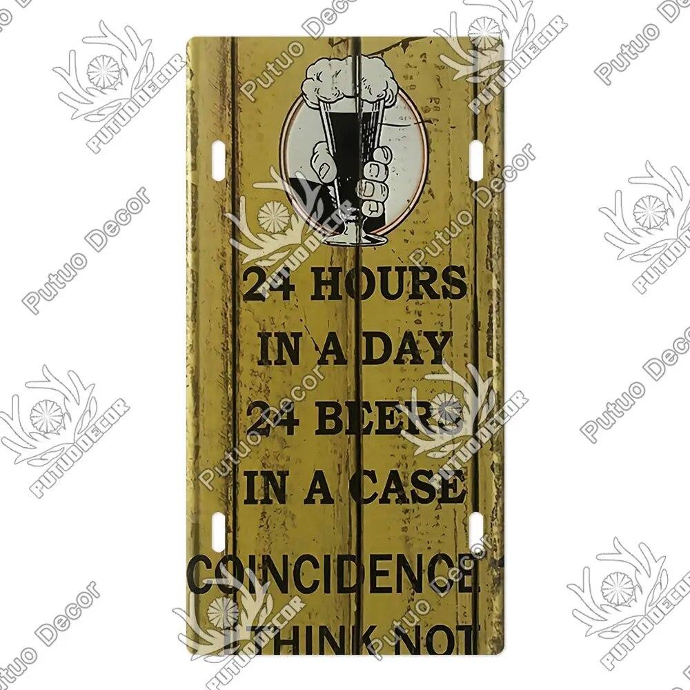 Placa de metal para coquetel Putuo Decor Placa de licença Placa de metal Placa de lata vintage Decoração para Pub Bar Sala de estar Porta Clube Decoração