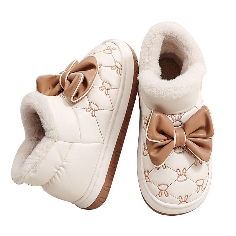 Cotton Slippers Winter Wear Women's Fleece Thickened Snow Boots Plush Warm Indoor Home Short Bag and Cotton Shoes