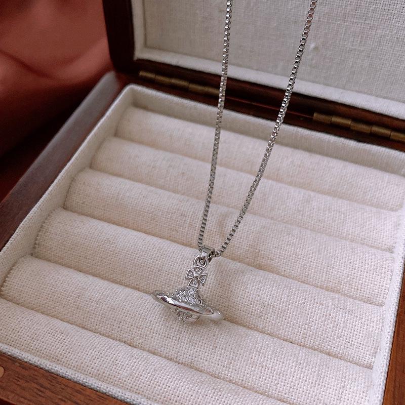 Diamant Saturn Anhänger Perlenkette - Herbst/Winter Luxus Schlüsselbein Kette: Exquisite, vielseitige Accessoires.