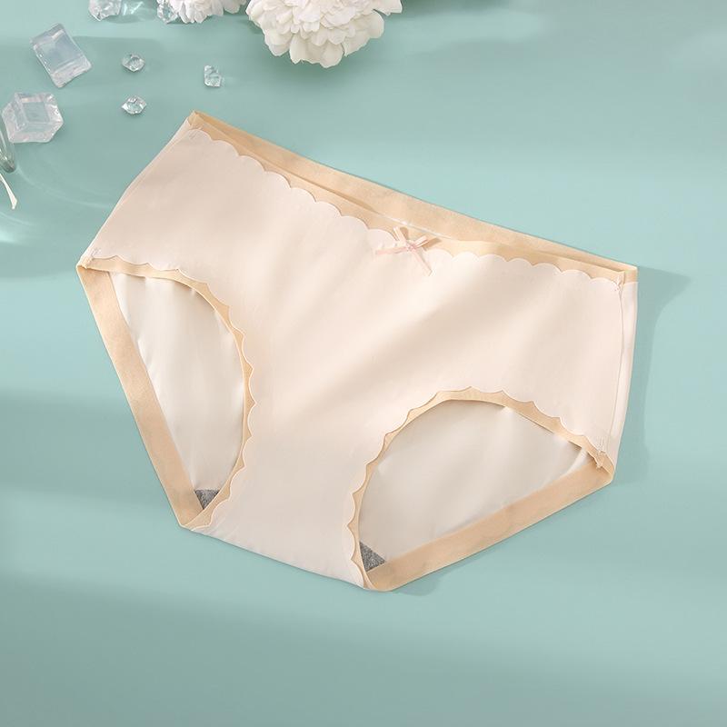 Ice Silk Pants Women's Graphene Pure Cotton Crotch Mid Waist Tight Women's Shorts Student Girls' Breathable Traceless Triangle Pants