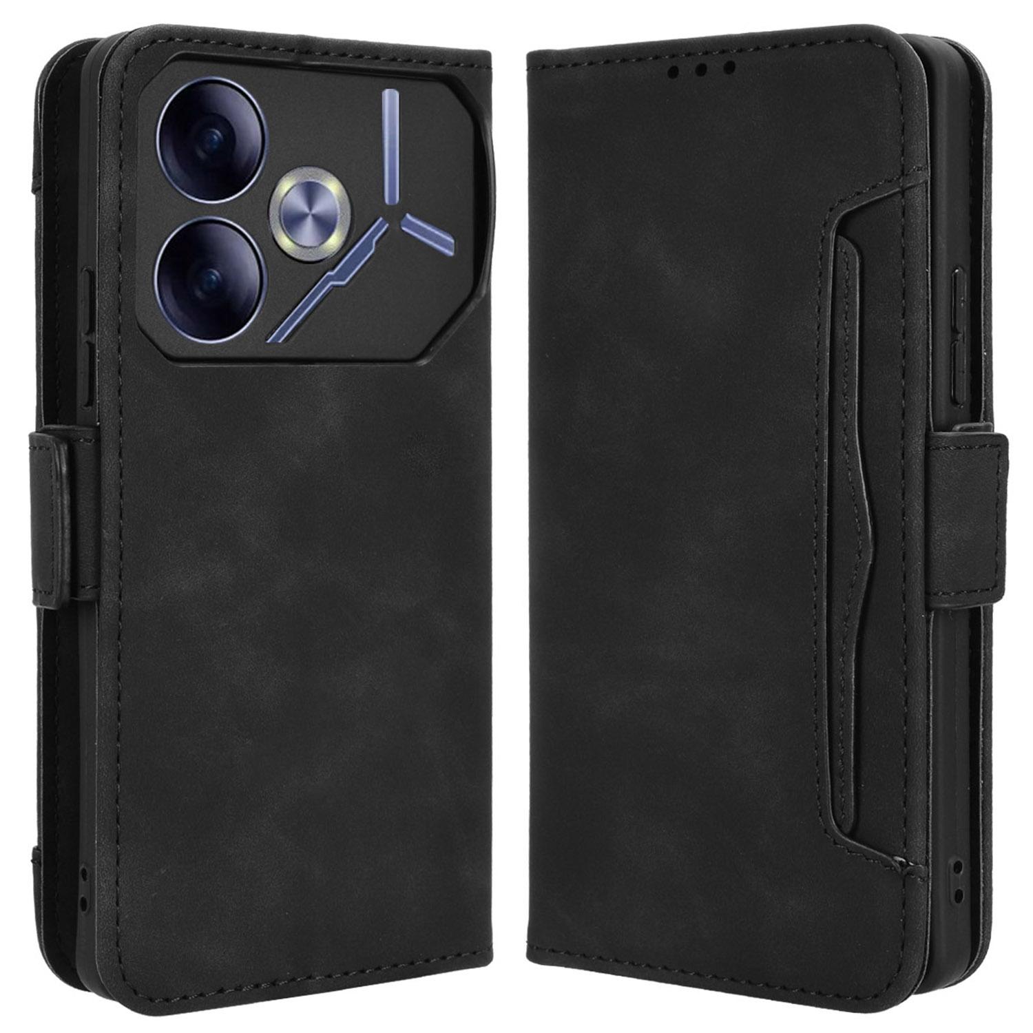 

Для TECNO Pova 6 4G чехол-кошелек кожаный чехол для телефона с несколькими отделениями для карт Black