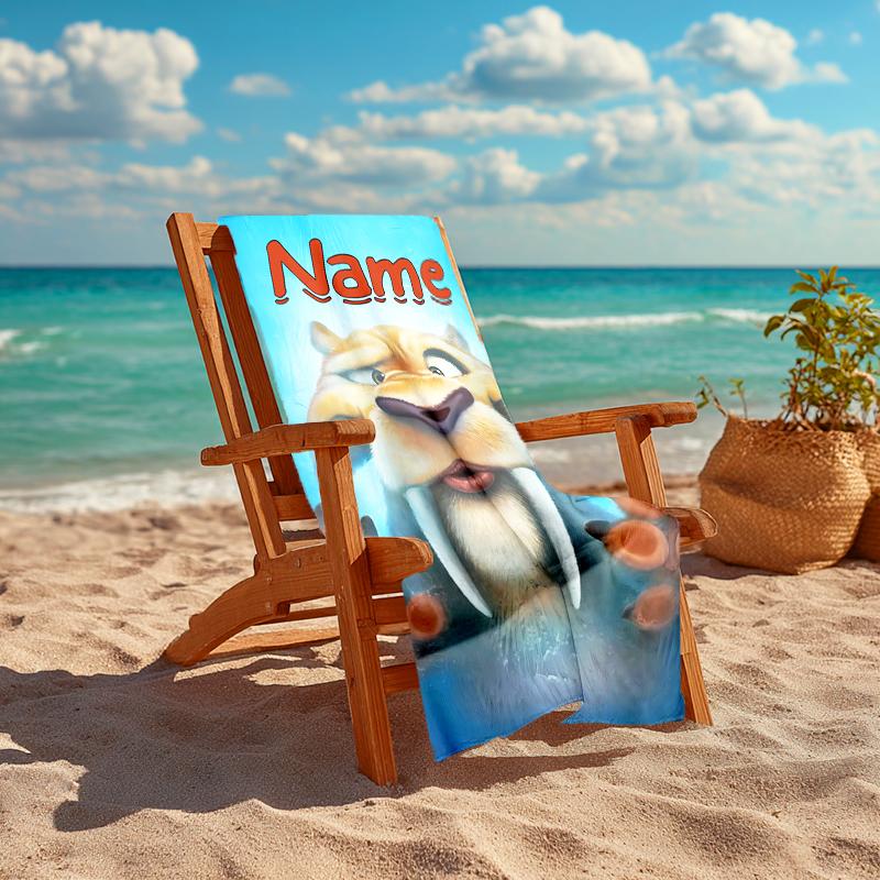 Personalized customized proof beach towel with Ice Age Dawn of the Dinosaurs pattern - soft, absorbent,quick-drying,perfect swimming,camping&bathing