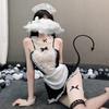 Sexy Sheer Mesh Maid Costume Lingerie Role Play Outfit For Unisex