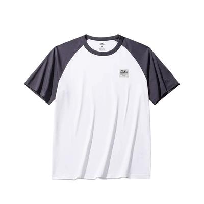 Camiseta Masculina Manga Curta Versátil Solta Respirável Gola Redonda Patchwork Tops 152528141-1