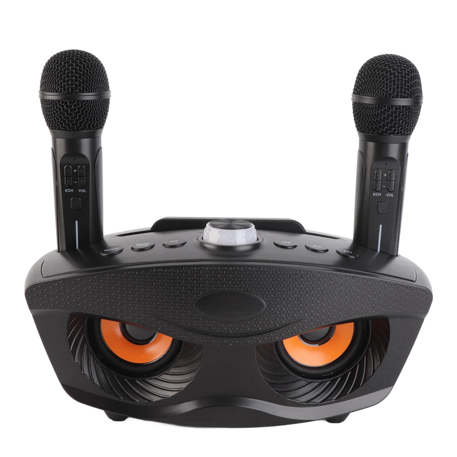 

Bluetooth-динамик для дома, караоке, Bluetooth-динамик с двумя микрофонами (Золото) чёрный