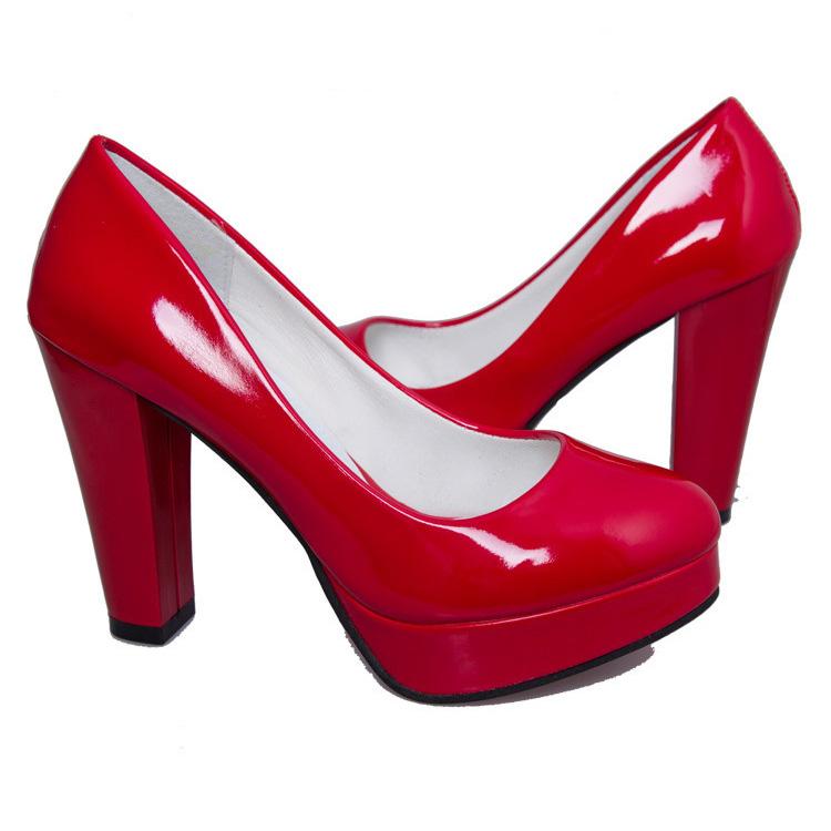 Women's Plus Size High Heels Simple Shoes Casual Pointed Toe Thick Heel Work Single Shoes Solid Color 34-42