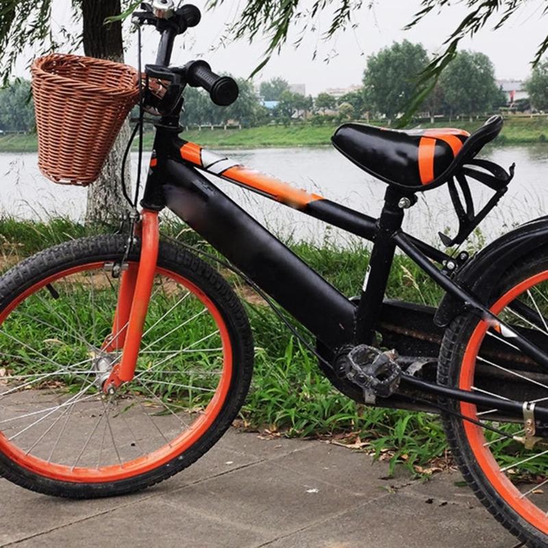 Dětský Ručně Tkaný Cyklistický Koš na Řídítka Kolo Nákladní Koš Pro Dívku s Koženými Pásky, Odnímatelný