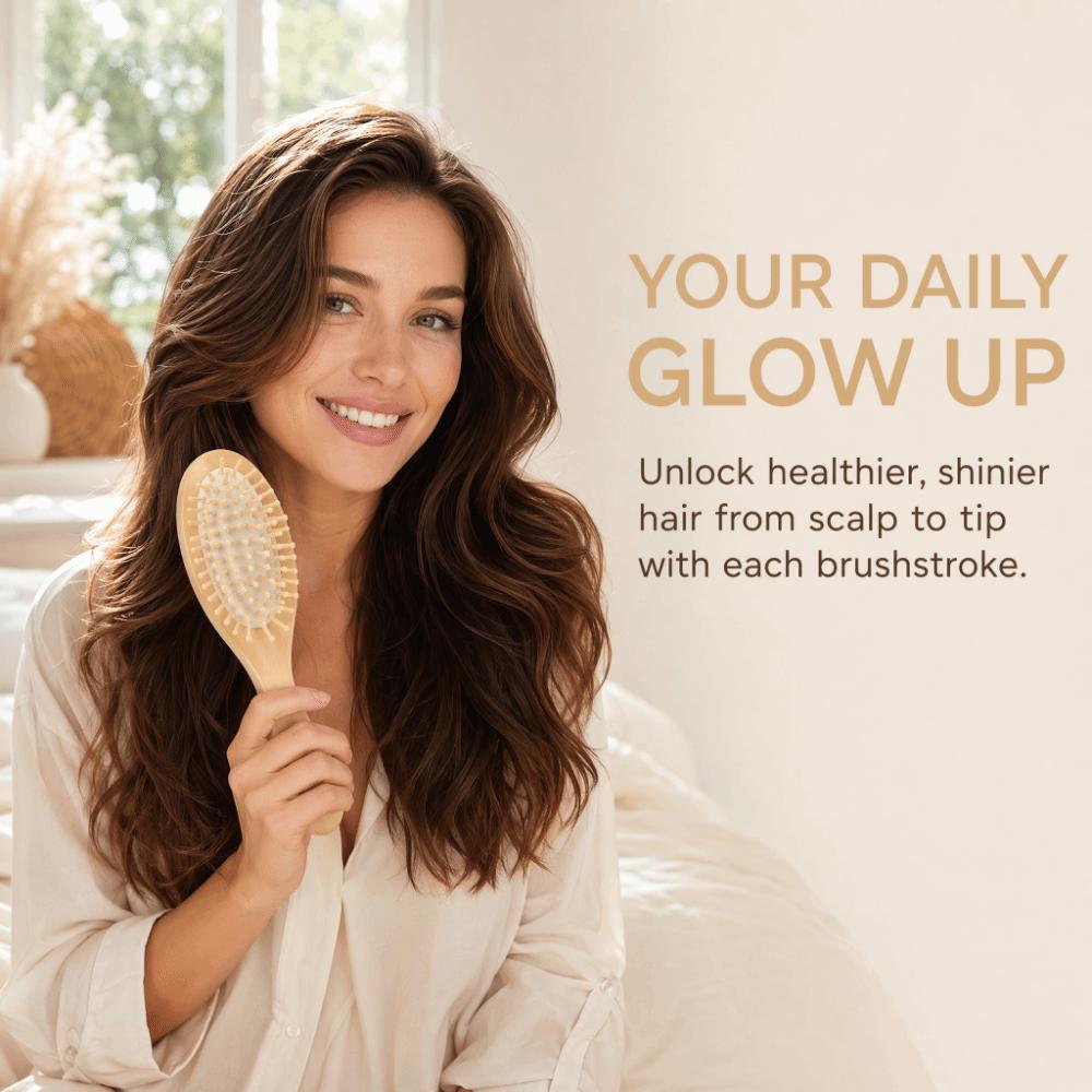 Anti-Static Paddle Brush Wood Hair Care Comb For Women Scalp Massage Comb Salon Use белый