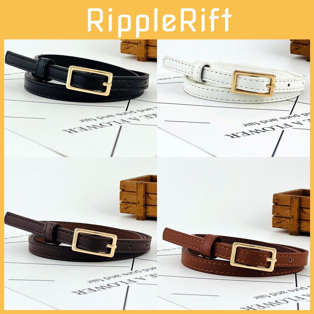 Pu Minimalist Leather Waist Belt For Women With Rectangular Buckle Design