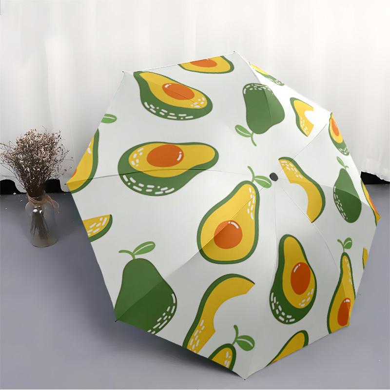 1pc Avocado Pattern Automatic Open 8-Rib Windproof Umbrella, Travel & Commuting, Suitable for All Seasons