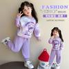 Girls Cartoon Print Sweatshirt and Jogger Set for Spring Autumn