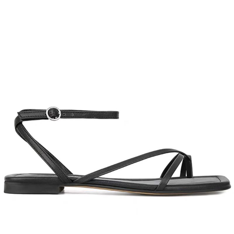 

Vacation Wind Blogger Wind Square Head Cross Strap Set Toe Flat Sandals Women s Summer 40