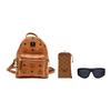 MCM Stark Classic Double-Sided Studded Coated Canvas And Leather Trim Backpack Mini Unisex Backpack Brown Cognac MMKAAVE13CO001