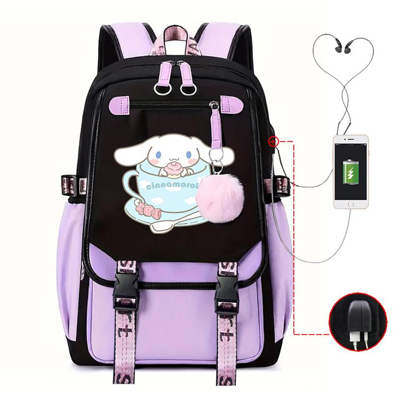 Pies z Dużymi Uszami Plecak Szkolny Męski i Damski Plecak dla Ucznia Szkoły Średniej Gimnazjum Styl College'owy Pasek do Plecaka Plecak Wielofunkcyjny USB