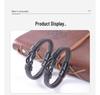 Men's Magnetic Black Twist Stainless Steel and Woven Leather Bracelet