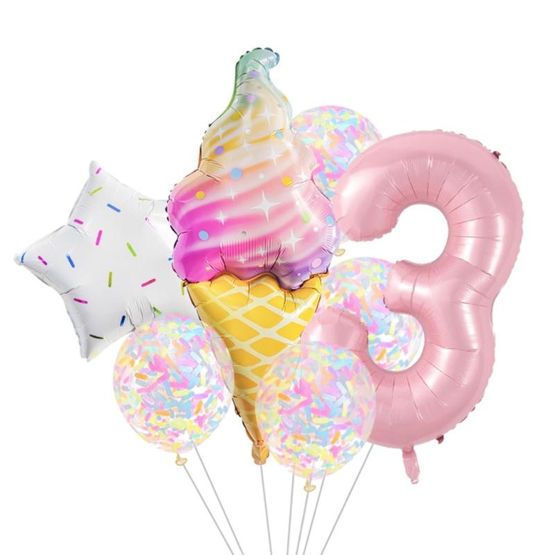 Aluminum Foil Balloons with Star and Ice Cream Designs Easy Inflation for Children Parties and Event