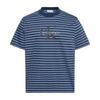 Mens Jeans Stripes Rib Knit T-Shirt
