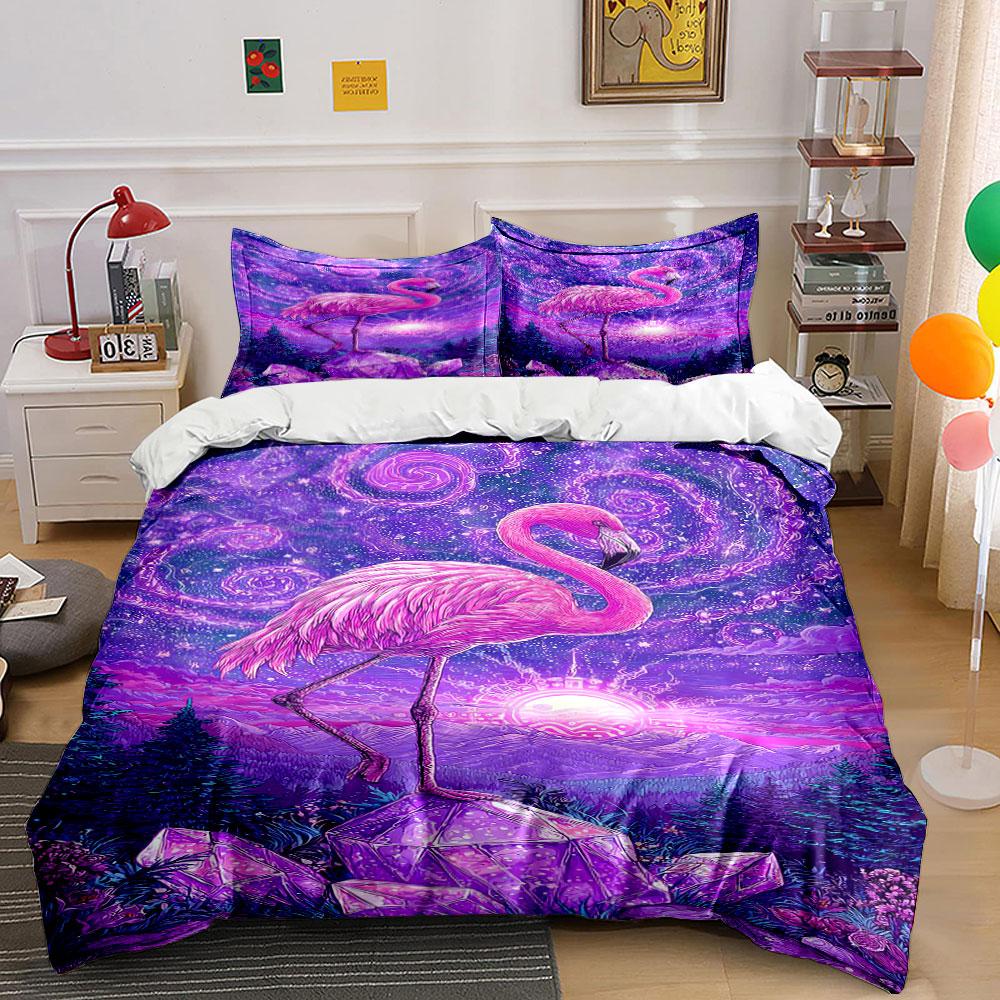 "Celestial flamingo dreamscape" Bedding sets Duvet covers Pillowcases(1* Duvet Cover 2* Pillowcases without duvet insert)