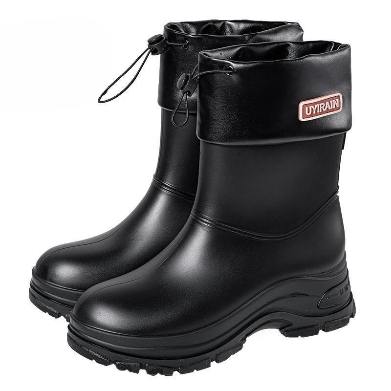 Fashionable Women's Thick Soled Waterproof Rain Boots, Anti Slip Short Tube, Adult Waterproof Kitchen Rubber Boots