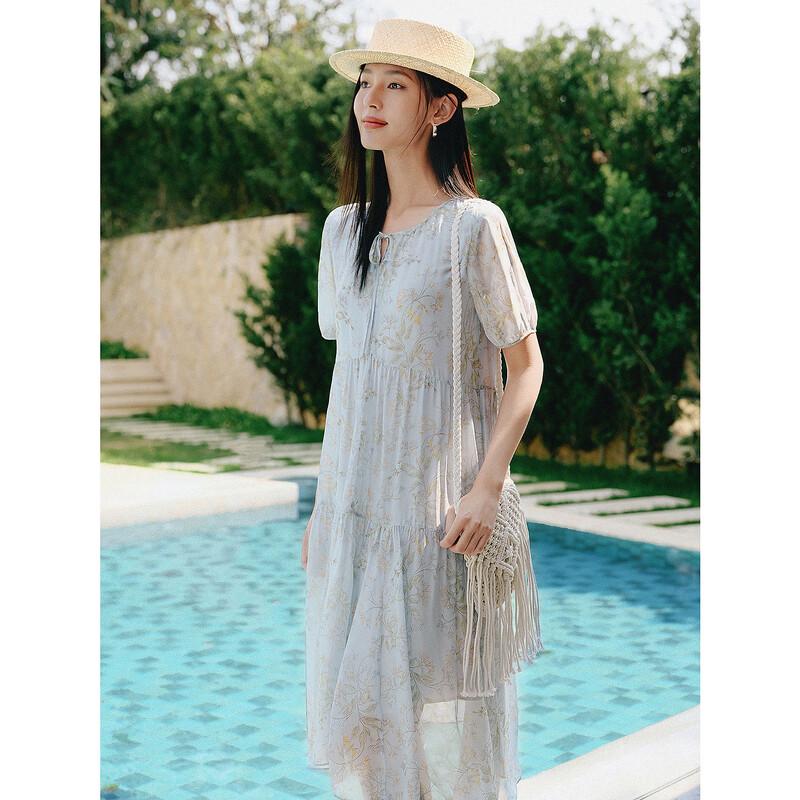 Annakou Women's French Resort Silk Blend Printed Dress