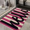Pink Hello Non-Slip Floor Mat Absorbent Washable Decorative Area Rug for Entrance Home Bathroom Outdoor Camping