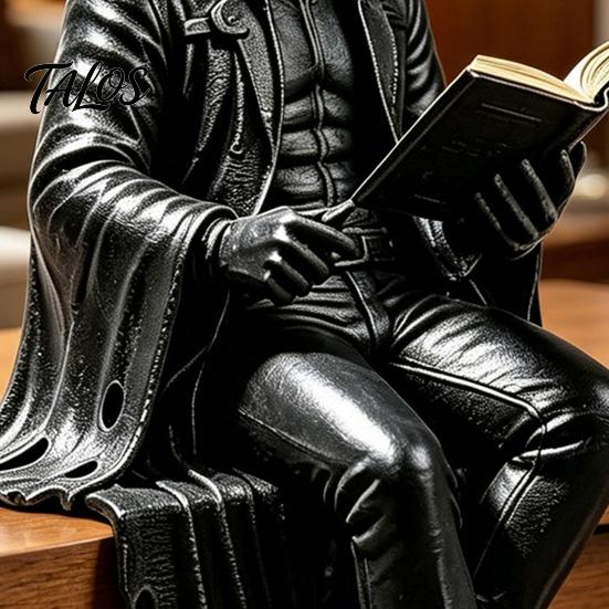 Gothic Dark Fantasy Figure, Reading Hooded Grim Reaper Statue, Halloween Resin Sitting Skeleton Figurine for Bookshelf Home Decor
