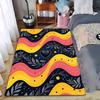 Abstract Wavy Floral Pattern Carpet with Black Heart Center Design Suitable for Use As an Anti-slip for Living Room Bedroom Sofas