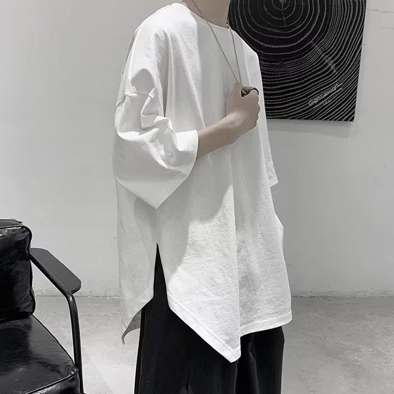 Men's Short-Sleeve Trendy Split T-Shirt, Versatile Loose Fit for Summer
